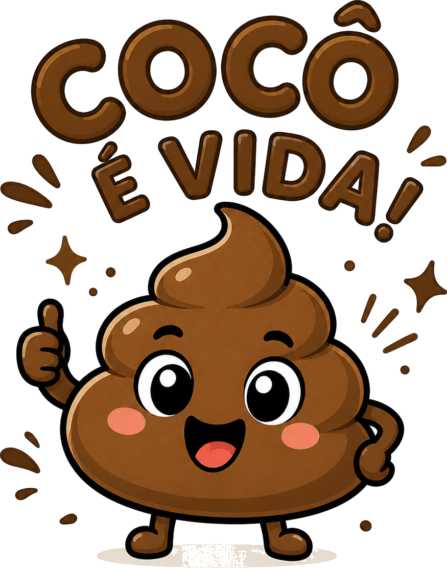 Personagem oficial Cocô é Vida, sorrindo e fazendo sinal positivo